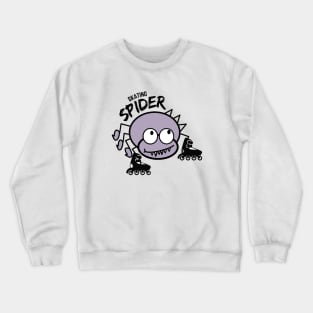 Comic, funny, ugly, poisonous, purple spider, with skates, skating madly Crewneck Sweatshirt
